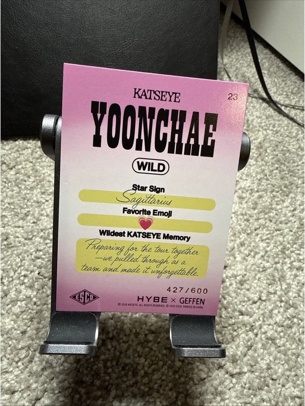 ESCO KATSEYE Trading Card Yoonchae Yellow Foil #23 Wild 427/600 NM